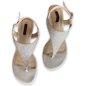 White Rhinestone Wedge Sandals